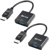 🖥️ адаптер displayport на vga 2-pack - dp в vga конвертер 1080p@60hz мужской на женский для компьютера, ноутбука, пк, монитора, проектора, телевизора - черный логотип