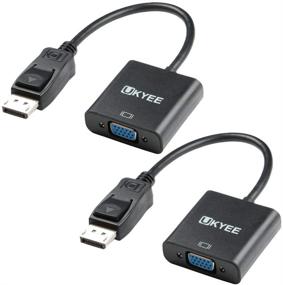 img 4 attached to 🖥️ Адаптер DisplayPort на VGA 2-Pack - DP в VGA конвертер 1080P@60Hz мужской на женский для компьютера, ноутбука, ПК, монитора, проектора, телевизора - Черный