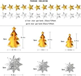 img 3 attached to 🎄 Pinkblume Metallic 3D Xmas Tree Garland & Snowflake Banners: Christmas Decorations Clearance for Gold and Silver Holiday Party