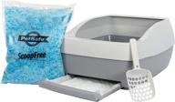 🐱 optimized petsafe deluxe cat litter box with crystal litter system – starter kit features litter scoop, pee pad, and 1 month supply of scoopfree premium crystal litter logo