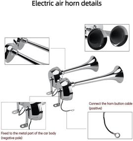 img 1 attached to Universal Stainless Steel Dual Trumpet Train Horn Kit – Loud 12V Air Horns for Car, Motorcycle, and Truck – Enhanced SEO