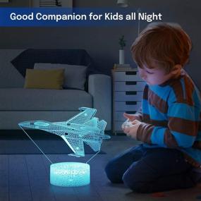 img 2 attached to ✈️ 3D Airplane Night Light – Fighter Plane LED Illusion Lamp with 16 Colors, Remote Control & Touch Control – Battery Operated Dimmable Desk Lamp for Kids Boys Girls - Ideal Birthday and Festival Gifts