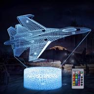 ✈️ 3d airplane night light – fighter plane led illusion lamp with 16 colors, remote control & touch control – battery operated dimmable desk lamp for kids boys girls - ideal birthday and festival gifts логотип