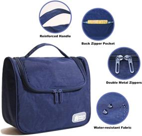 img 1 attached to 🧳 Convenient Hanging Toiletry Bag: Dark Blue Travel Cosmetic Kit for Men and Women