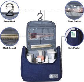 img 2 attached to 🧳 Convenient Hanging Toiletry Bag: Dark Blue Travel Cosmetic Kit for Men and Women