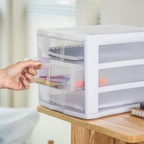 img 1 attached to 🗄️ Sterilite 3 Drawer Unit - White Frame with Clear Drawers, 4-Pack: Efficient Organization Solution