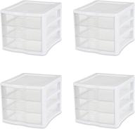 🗄️ sterilite 3 drawer unit - white frame with clear drawers, 4-pack: efficient organization solution logo