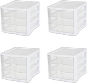 img 4 attached to 🗄️ Sterilite 3 Drawer Unit - White Frame with Clear Drawers, 4-Pack: Efficient Organization Solution