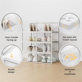 img 3 attached to 👠 Efficiently Organize Your Shoe Collection with Pinkpum Clear Plastic Stackable Shoe Boxes - 12 Pack Shoe Storage Box Organizer for Closets, Size 11 (Large)