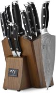 🔪 premium 9-piece damascus kitchen knife set with block - wanrui series, superior chef knives, shears, and sharpener included! logo