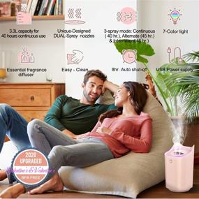 img 3 attached to FYSMY Cool Mist Humidifier with 7-Color Mood Lights - Top Fill, Whisper Quiet Operation, Auto Shut Off, Adjustable Mist Output - Perfect for Bedroom and Baby - Pink