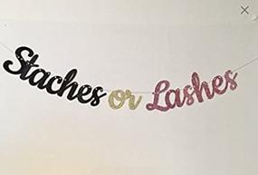 img 2 attached to 🎀 Staches or Lashes Black and Pink Banner - 4 Feet Long: Eye-catching Decor for Gender Reveal Parties or Baby Showers