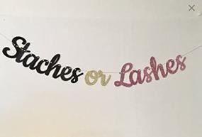 img 1 attached to 🎀 Staches or Lashes Black and Pink Banner - 4 Feet Long: Eye-catching Decor for Gender Reveal Parties or Baby Showers