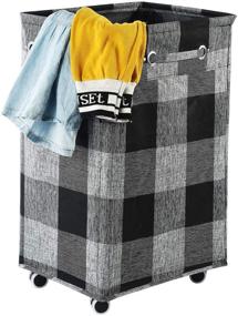 img 4 attached to Haundry 86L X-Large Collapsible Laundry Hamper: Waterproof Rolling 🧺 Clothes Hamper with Wheels for Easy Dirty Clothes Storage (Black)