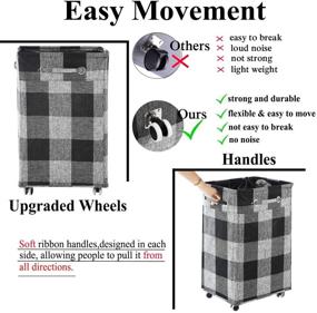 img 1 attached to Haundry 86L X-Large Collapsible Laundry Hamper: Waterproof Rolling 🧺 Clothes Hamper with Wheels for Easy Dirty Clothes Storage (Black)