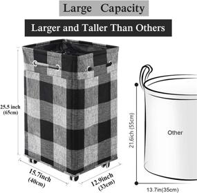 img 3 attached to Haundry 86L X-Large Collapsible Laundry Hamper: Waterproof Rolling 🧺 Clothes Hamper with Wheels for Easy Dirty Clothes Storage (Black)