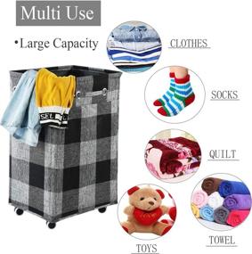 img 2 attached to Haundry 86L X-Large Collapsible Laundry Hamper: Waterproof Rolling 🧺 Clothes Hamper with Wheels for Easy Dirty Clothes Storage (Black)