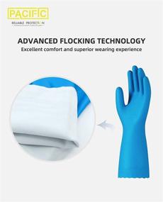 img 3 attached to 🧤 PACIFIC PPE - Latex Free Reusable Dishwashing Gloves with Cotton Lining - Blue, Large