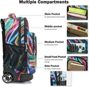 img 2 attached to Rolling Backpack Wheeled Colorful Lightning Backpacks in Kids' Backpacks