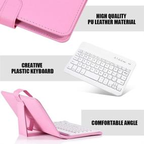 img 1 attached to 🔑 ELIATER Portable Wireless Bluetooth Keyboard with Leather Case Cover - Compatible with 4.5''-6.8'' iOS, Android and Windows Smart Phones, Detachable with Kickstand (Pink)