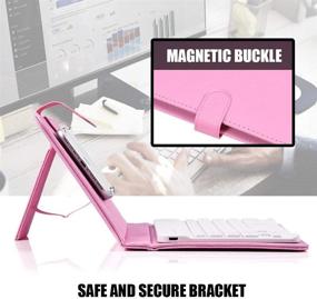 img 2 attached to 🔑 ELIATER Portable Wireless Bluetooth Keyboard with Leather Case Cover - Compatible with 4.5''-6.8'' iOS, Android and Windows Smart Phones, Detachable with Kickstand (Pink)