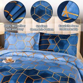 img 2 attached to 🌙 Голубой мраморный геометрический комплект одеял - круглогодичный 3-х предметный мягкий микрофибровый набор постельного белья с 2 наволочками - размер Королева: 228x228 см