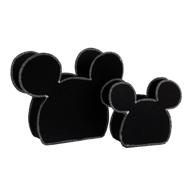 🐭 disney mickey mouse shaped black felt nursery storage caddy - 2 piece set, large and small logo