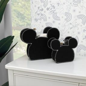 img 2 attached to 🐭 Disney Mickey Mouse Shaped Black Felt Nursery Storage Caddy - 2 Piece Set, Large and Small
