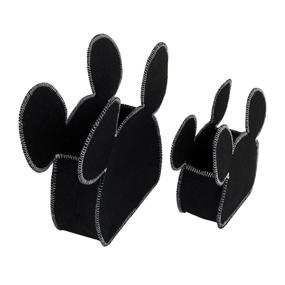 img 3 attached to 🐭 Disney Mickey Mouse Shaped Black Felt Nursery Storage Caddy - 2 Piece Set, Large and Small