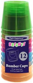 img 2 attached to 🥤 Vibrant Assorted Neon Bomber Cups: 12-Count Party Essentials, 4-Ounce, Hard Plastic