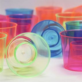 img 1 attached to 🥤 Vibrant Assorted Neon Bomber Cups: 12-Count Party Essentials, 4-Ounce, Hard Plastic