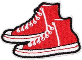 img 1 attached to 👟 U-Sky Red Canvas Shoes Patch - 3pcs Sew/Iron on Patches for Clothing, Jackets, Jeans, Backpacks, Hats, Bags [3.0x2.1 inch]