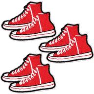 👟 u-sky red canvas shoes patch - 3pcs sew/iron on patches for clothing, jackets, jeans, backpacks, hats, bags [3.0x2.1 inch] logo