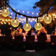 solar string lights: 60 led garden crystal ball decorative lights, waterproof fairy lights for garden, patio, yard & christmas - 36ft warm white logo