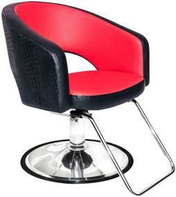 img 4 attached to 🪑 PureSana Chromium Olivia Styling Chair with Sealed Hydraulic, Premium Red & Black Alligator Vinyl, Adjustable Height, and 360 Rotation - [2090]