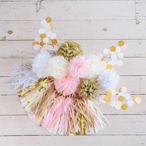 img 2 attached to 🍒 CHERRY DOWN Party Decoration Set: Pink White Cream and Gold, 36pcs with Tissue Paper Tassels, Pom Pom Puffs, and Dot Garlands