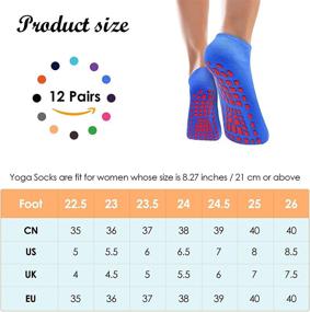 img 3 attached to Cooraby 12 Pairs Bright Colors Sticky Grippers Socks for Women - Fall Winter Warm Anti-slip Yoga Socks (Medium)