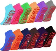 cooraby 12 pairs bright colors sticky grippers socks for women - fall winter warm anti-slip yoga socks (medium) логотип