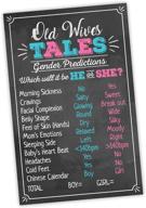 gender reveal party game poster - old wives tales, 11&#34; x 17&#34;, boy or girl party supplies in black, pink &amp; blue - activity, decorations logo