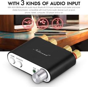 img 1 attached to 🔊 Bluetooth 5.0 HiFi стерео аудио мини-усилитель беспроводной приемник NS-10G мощный усилитель 2 канала 50Wx2 для домашнего динамика с USB и басовым звуковым эффектом (черный)