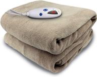 taupe micro plush electric heated blanket 🔌 with digital controller by biddeford blankets - throw size logo