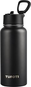 img 4 attached to 🧃 TUFOTI Sports Water Bottle with Straw Lid - 32Oz: Vacuum Insulated Stainless Steel Flask, Keeps Liquids Hot or Cold, Sweat Proof Design - Black