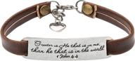 📿 vintage christian engraved leather bracelet for women and teens - inspirational religion jewelry gift with stretch, ornament and bible verse - ideal for christmas gifts logo