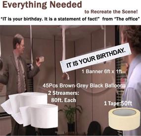 img 2 attached to 🎉 Office Dwight Theme Infamous Husband Birthday Party Decorations - Your Birthday Banner in Brown, Black, Grey Balloon with White Streamers Tape - Complete 49Pcs Kit