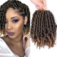 🔥 8-дюймовые волшебные косички bomb braids предварительно закрученные в страстный заплет черные бобы весеннего завитка крючком - 3 упаковки коротких завитых прядей для заплетения весеннего завитка для черных женщин (t1b/27#) логотип