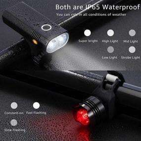 img 2 attached to TSAI USB Rechargeable Bike Light Set - 1200 Lumens Super Bright Front Headlight & Back Taillight, 5 Light Modes - Easy Installation, Fits All Bicycles