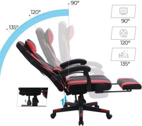 img 2 attached to 🎮 SONGMICS Racing Gaming Chair: Adjustable Ergonomic Office Chair with Footrest, Lumbar Support & Tilt Mechanism - 330 lb Load Capacity in Black and Red (UOBG073B01)
