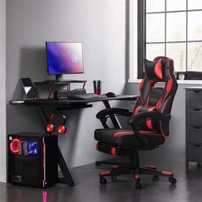 img 3 attached to 🎮 SONGMICS Racing Gaming Chair: Adjustable Ergonomic Office Chair with Footrest, Lumbar Support & Tilt Mechanism - 330 lb Load Capacity in Black and Red (UOBG073B01)