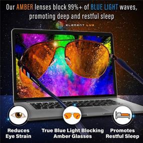 img 3 attached to 👓 Element LUX 99% Blue Light Blocker Glasses for Enhanced Sleep and Reduced Eye Strain - Gaming & Computer Glasses with 400UV True Amber Lens