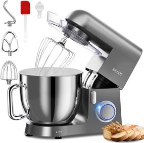 img 4 attached to 🧁 KICHOT Stand Mixer 10.6 QT: Powerful 800W Tilt-Head Food Mixer with Accessories - Grey